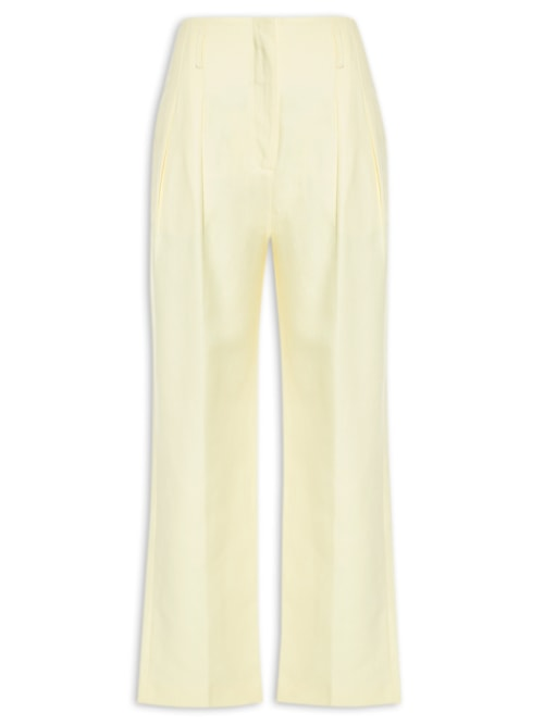 Calça Feminina De Linho Sem Cós Bege Manha - Amarelo
