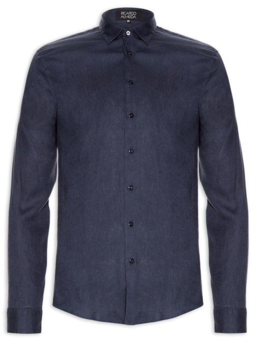Camisa Masculina Linho Básica - Azul Camisa Masculina Linho Básica - Azul