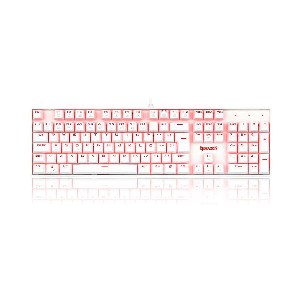 Teclado Mecânico Gamer Redragon Mitra Single Color Lunar K551W Switch Azul USB ABNT2 - Branco