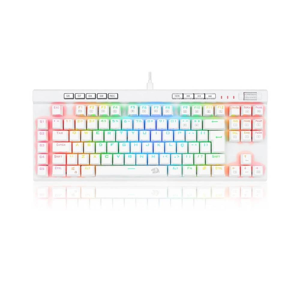 Teclado Óptico Gamer Redragon Magic Wand Pro Switch Vermelho RGB USB Branco