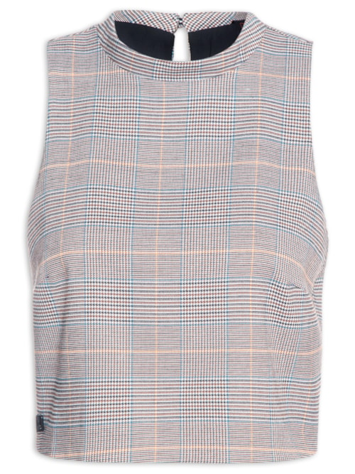 Blusa Feminina Gola Alta Sem Manga - Marrom Blusa Feminina Gola Alta Sem Manga - Marrom