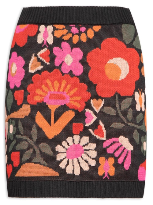 Saia Tricot Jacquard Alice - Preto Saia Tricot Jacquard Alice - Preto