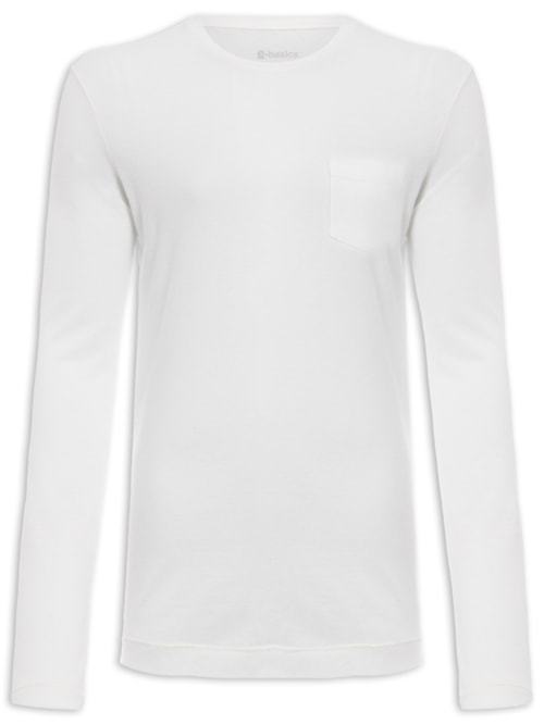 Camiseta Masculina Rustic Pocket E-Basics ML II - Off White Camiseta Masculina Rustic Pocket E-Basics ML II - Off White