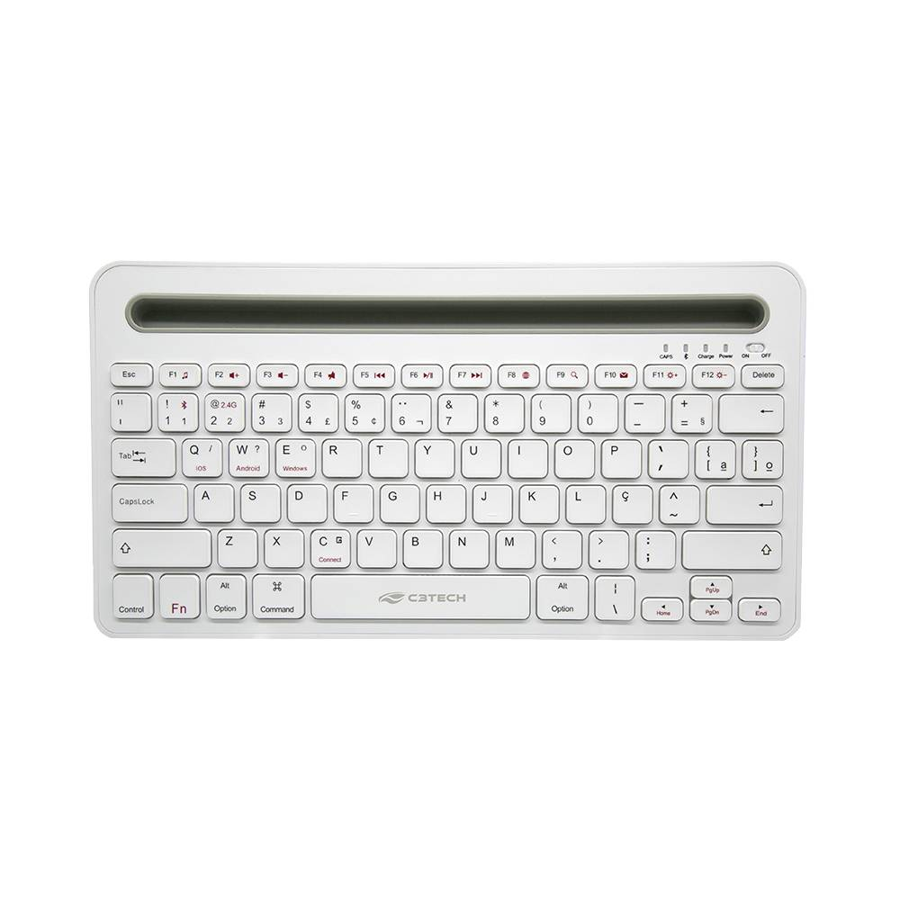Teclado C3Tech K-BT100WH Wireless Bluetooth Multi-Devide Branco