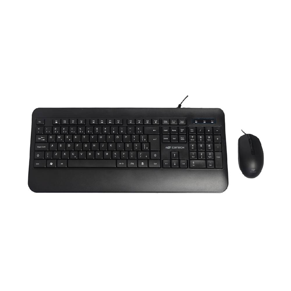 Kit Teclado e Mouse C3Tech KT-200BK USB ABNT2 2000 DPI Preto