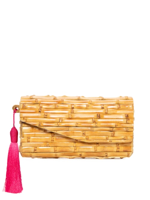 Bolsa Feminina Gaia Bambu Pingente Seda - Bege Bolsa Feminina Gaia Bambu Pingente Seda - Bege