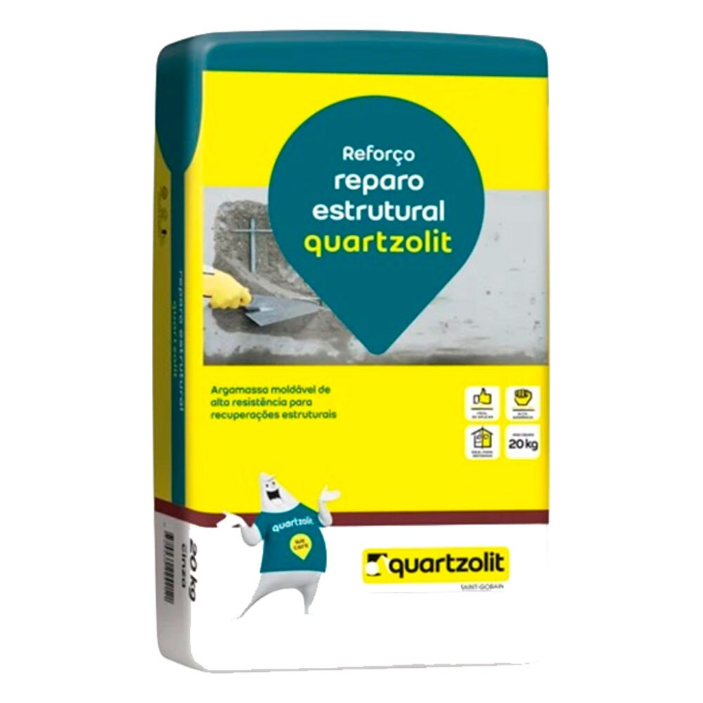Argamassa para Reparo Estrutural Quartzolit Externo e Interno, Cinza, 20 Kg Argamassa para Reparo Estrutural Quartzolit Externo e Interno, Cinza, 20 Kg
