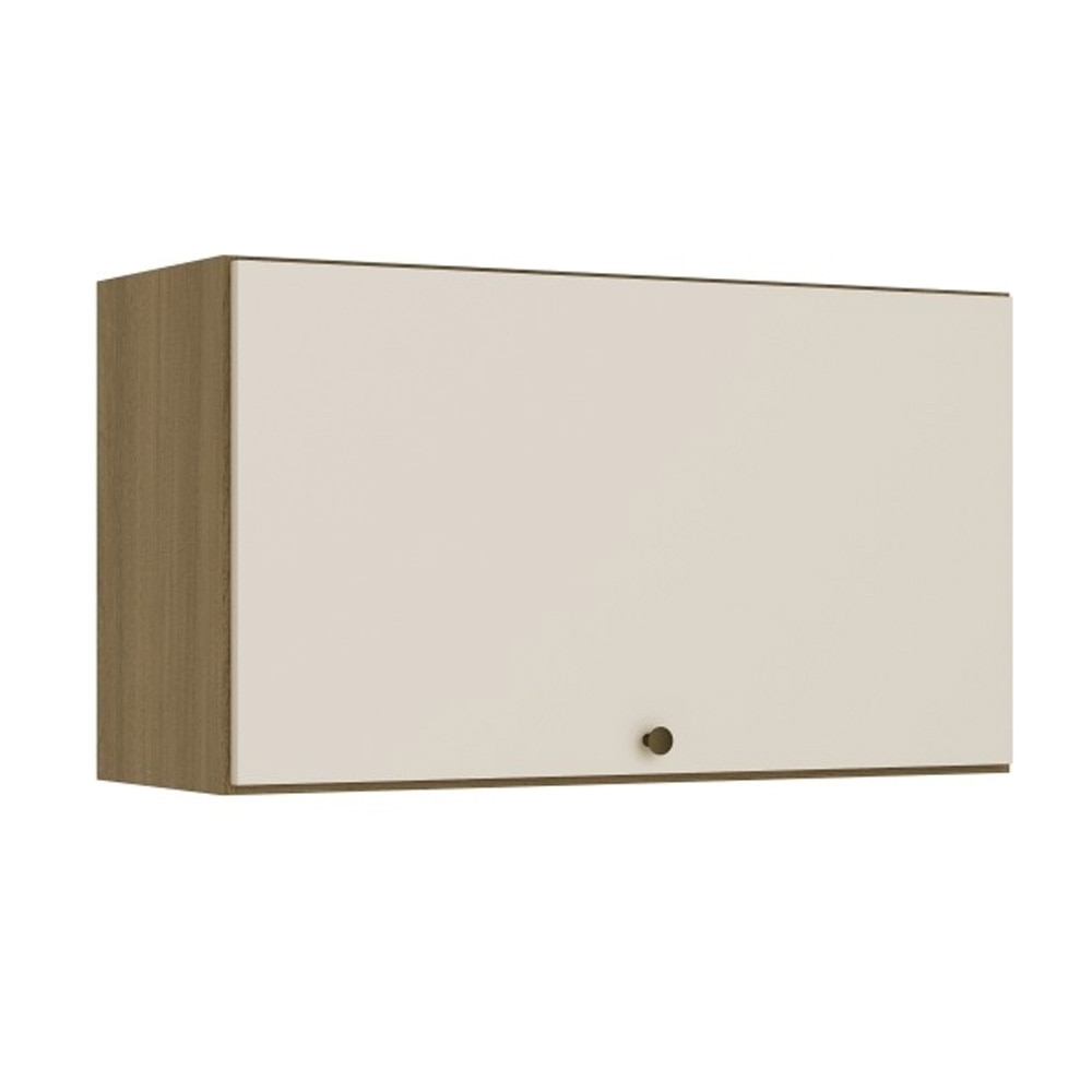 Armário Aéreo de Cozinha 1 Porta Basculante THB Mag, Naturale e Off White 80 cm