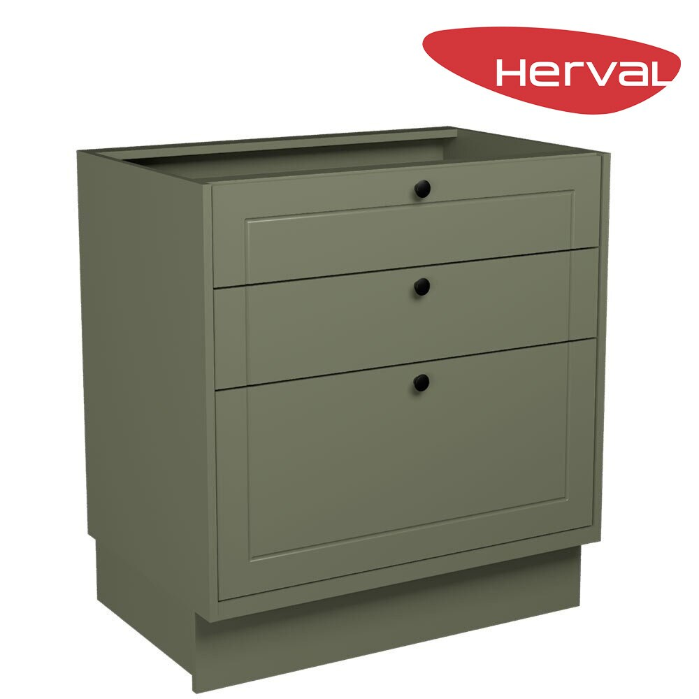 Balcão de Cozinha 3 Gavetas Herval Liz, Verde 80 cm