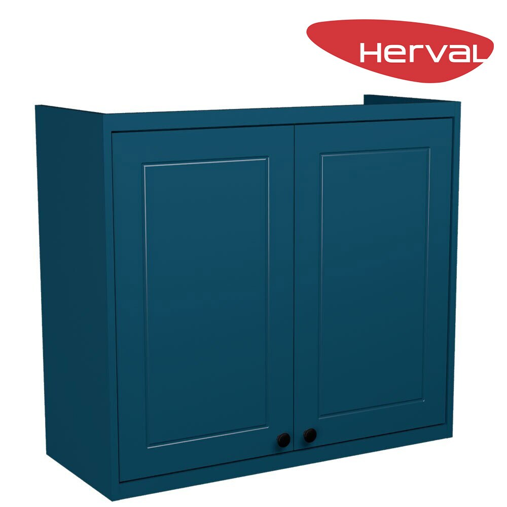 Armário Aéreo de Cozinha 2 Portas Herval Liz, Azul 80 cm