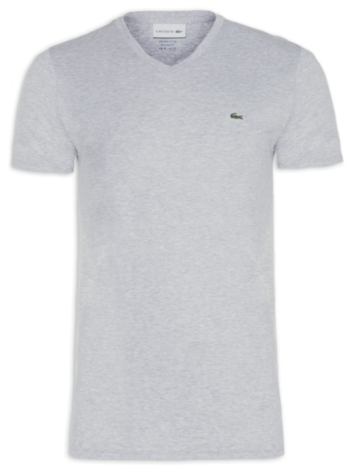 Camiseta Masculina Regular Fit Gola V Em Algodão Pima - Cinza Camiseta Masculina Regular Fit Gola V Em Algodão Pima - Cinza