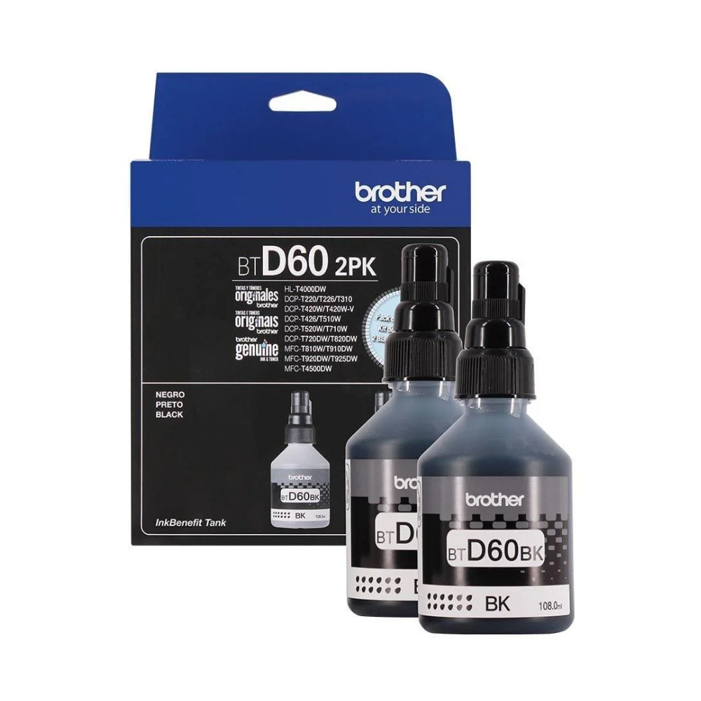 Kit c/2 Refil de Tinta Brother Preto - BTD602PK