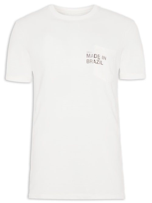 Camiseta Masculina Manga Curta Gola Careca Pocket Made In Brazil - Off White Camiseta Masculina Manga Curta Gola Careca Pocket Made In Brazil - Off White