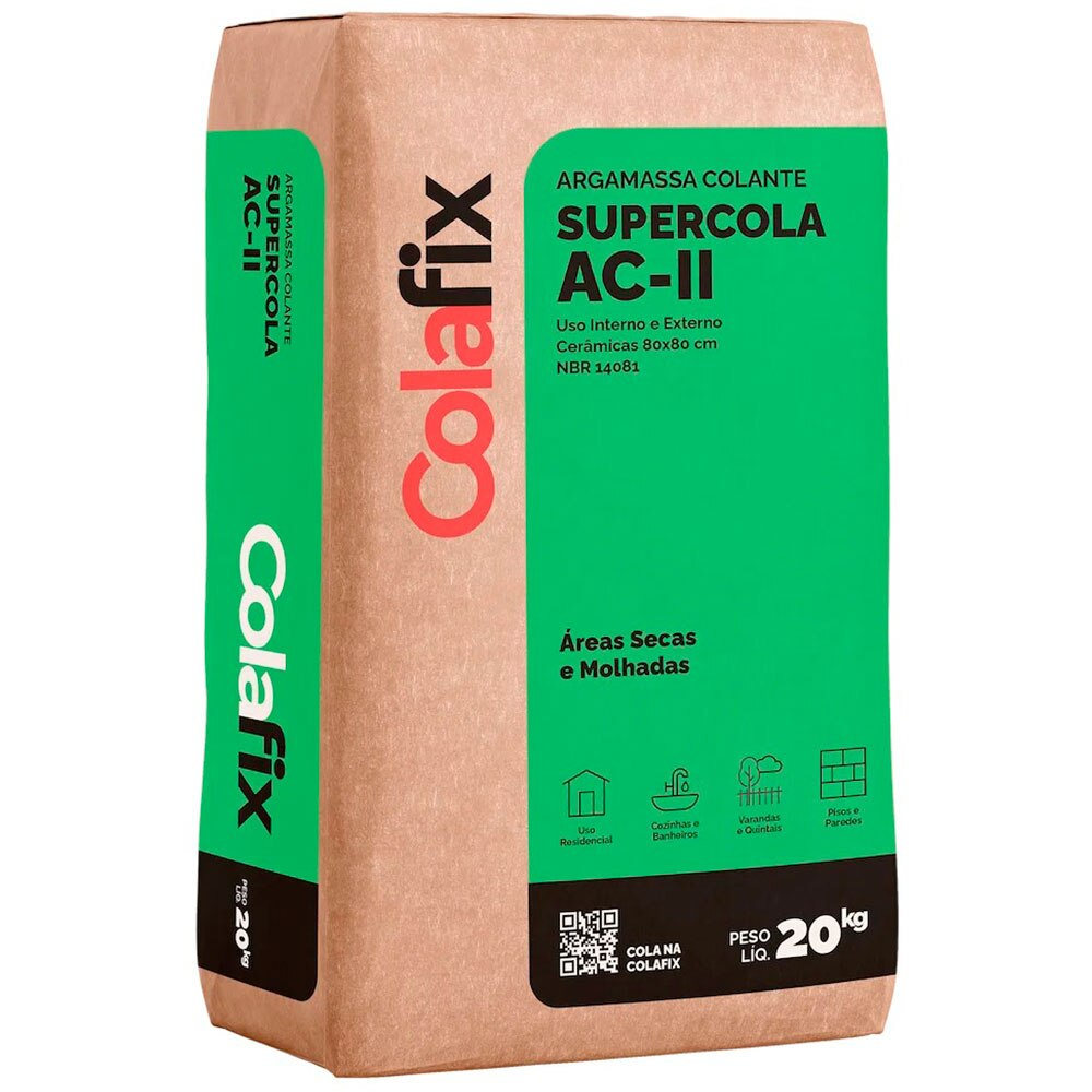 Argamassa Colante Colafix ACII Externo e Interno, Cinza, 20 Kg Argamassa Colante Colafix ACII Externo e Interno, Cinza, 20 Kg