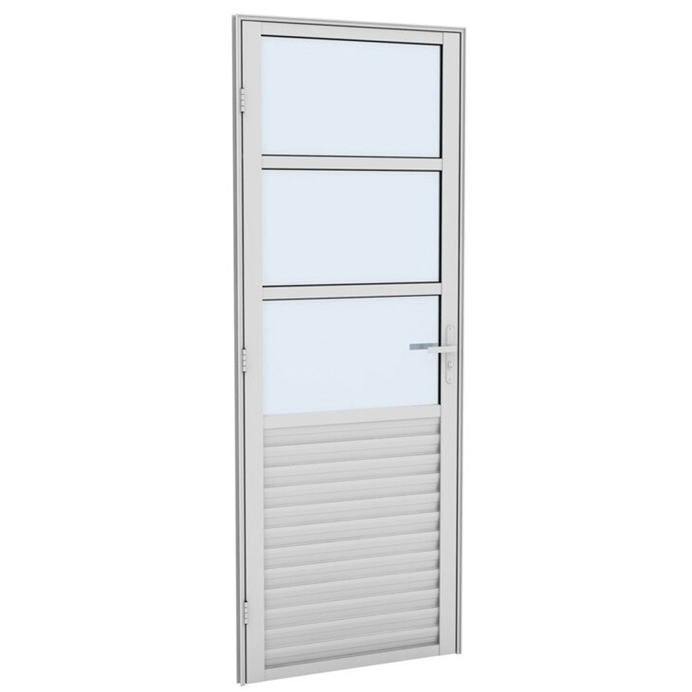 Kit Porta Externa Ramassol Cristal Alumínio com vidro, Abertura à Esquerda, 210 x 80 cm Kit Porta Externa Ramassol Cristal Alumínio com vidro, Abertura à Esquerda, 210 x 80 cm