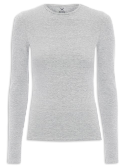 Blusa Feminina Manga Longa - Cinza Blusa Feminina Manga Longa - Cinza