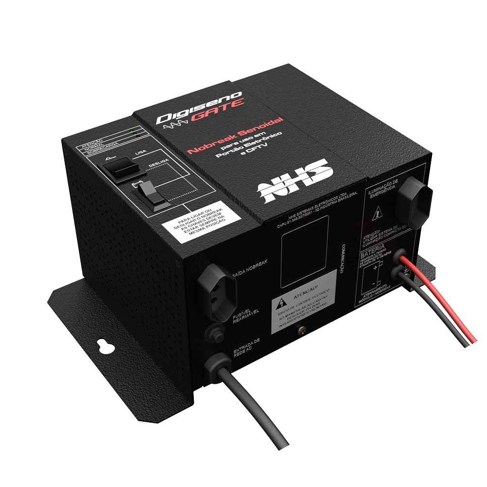 Nobreak NHS Compact Plus Senoidal DigiSeno 1250VA Ent/Sai Bivolt Selecionável (Chave HH) Gate/24V + Sem Bateria 2 Tomadas - 91.P0.012502