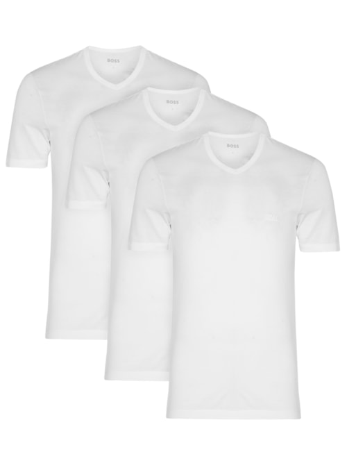 Kit Camisetas Masculinas 3 peças Gola V 3P Classic - Branco
