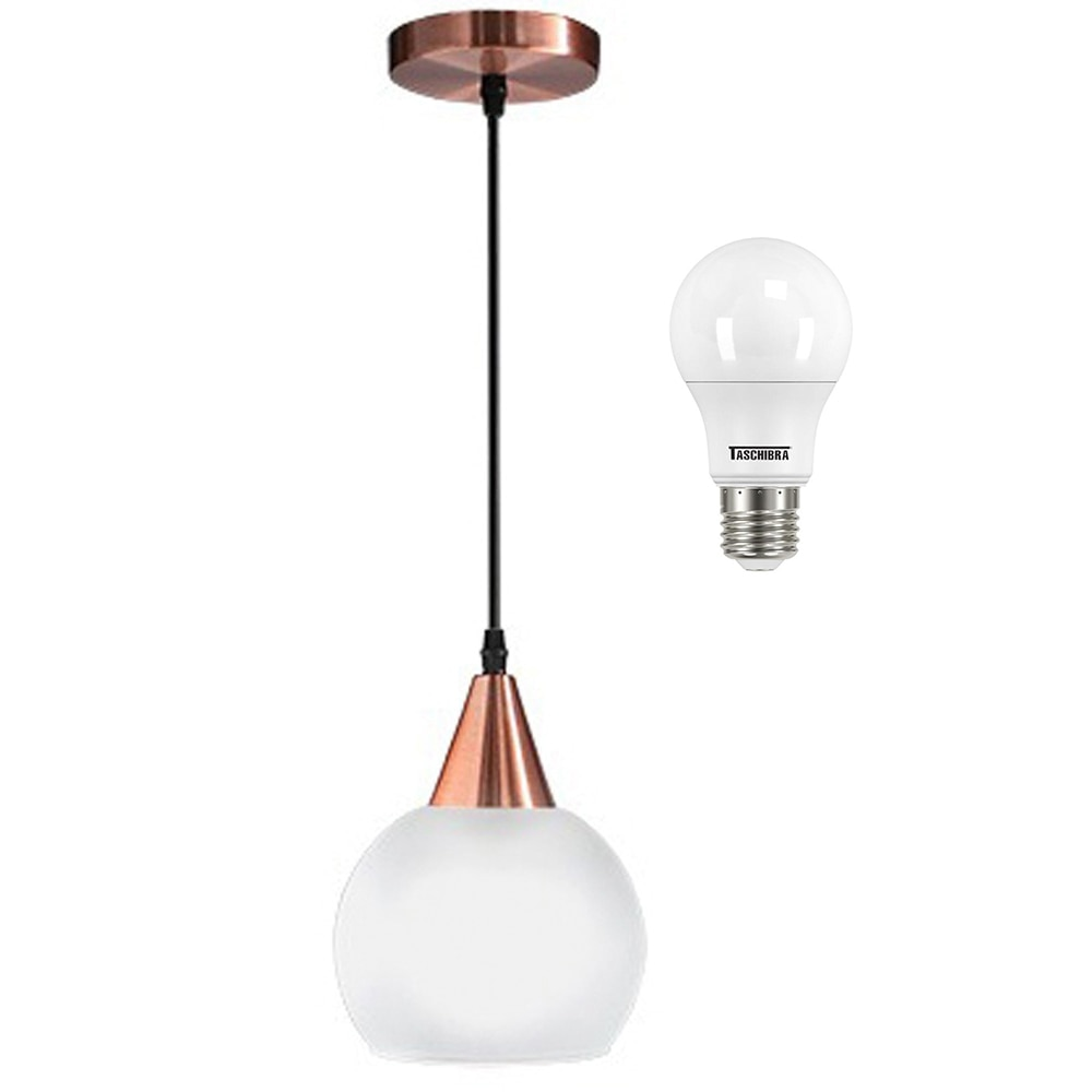 Luminária Pendente Taschibra Doha Dourado e Lâmpada 12W, 6500K Bivolt Luminária Pendente Taschibra Doha Dourado e Lâmpada 12W, 6500K Bivolt