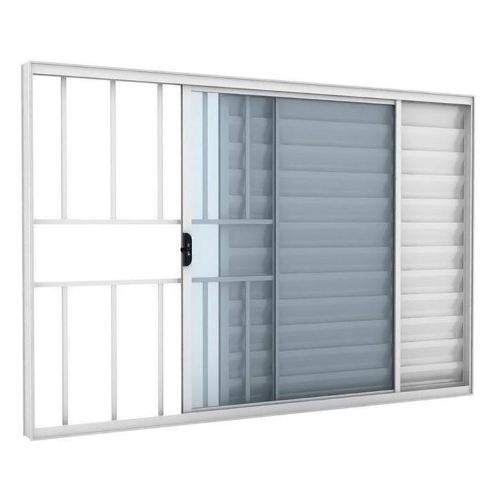 Janela de Alumínio Ramassol Slim Modular Veneziana com Grade 31134, Branco, 150 x 100 cm Janela de Alumínio Ramassol Slim Modular Veneziana com Grade 31134, Branco, 150 x 100 cm
