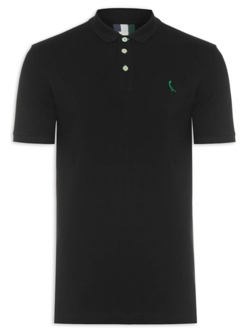 Polo Masculina Manga Curta Piquet Básica - Preto