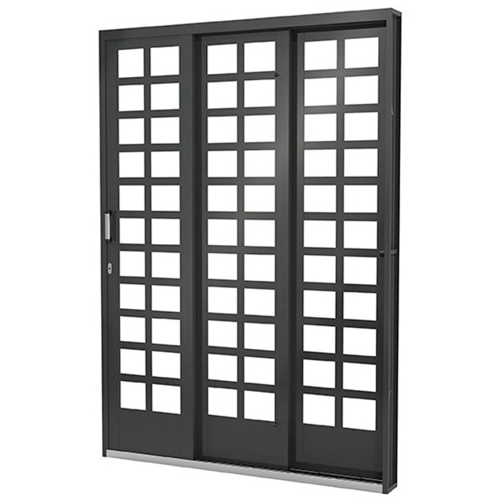 Kit Porta de Correr Ramassol Fortsol Aço, Abertura à Esquerda, Cinza, 215 x 152 cm Kit Porta de Correr Ramassol Fortsol Aço, Abertura à Esquerda, Cinza, 215 x 152 cm