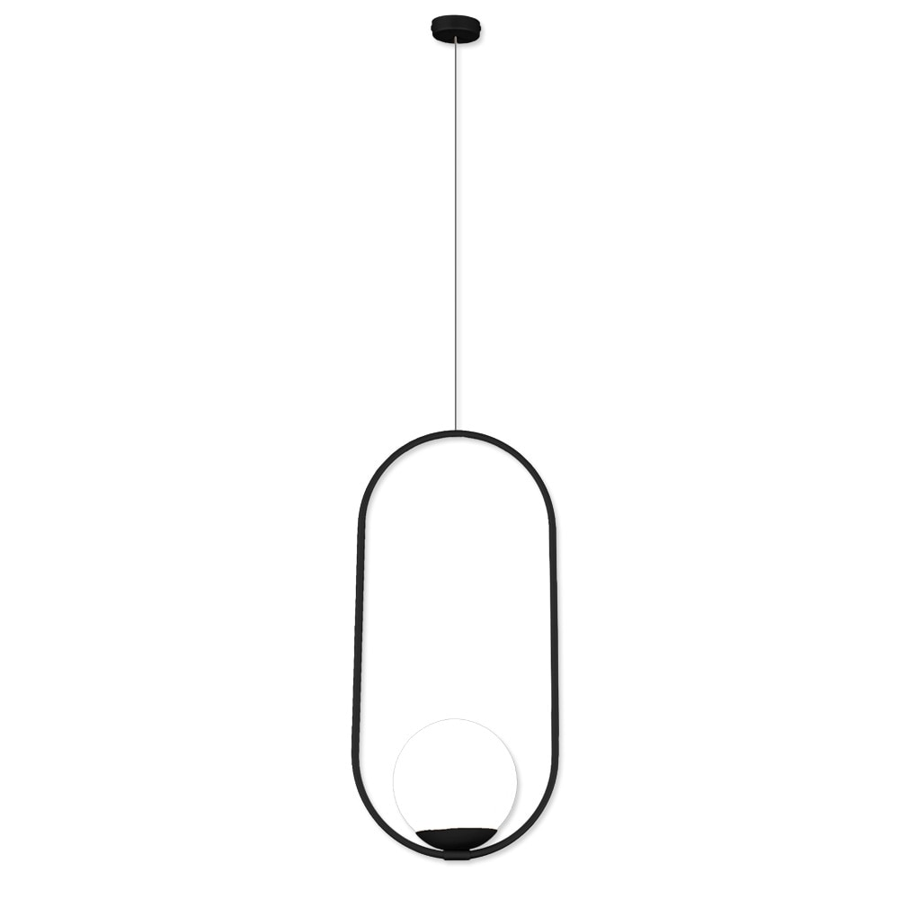 Luminánia Pendnete Metaldomado Sole Oval 40W, Preto