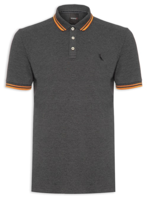 Polo Masculina Friso Rajado - Preto Polo Masculina Friso Rajado - Preto