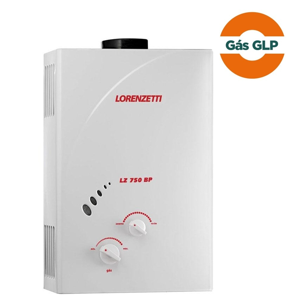 Aquecedor de Água Gás GLP Lorenzetti LZ 750BP, 7 Litros, Exaustão Natural Aquecedor de Água Gás GLP Lorenzetti LZ 750BP, 7 Litros, Exaustão Natural