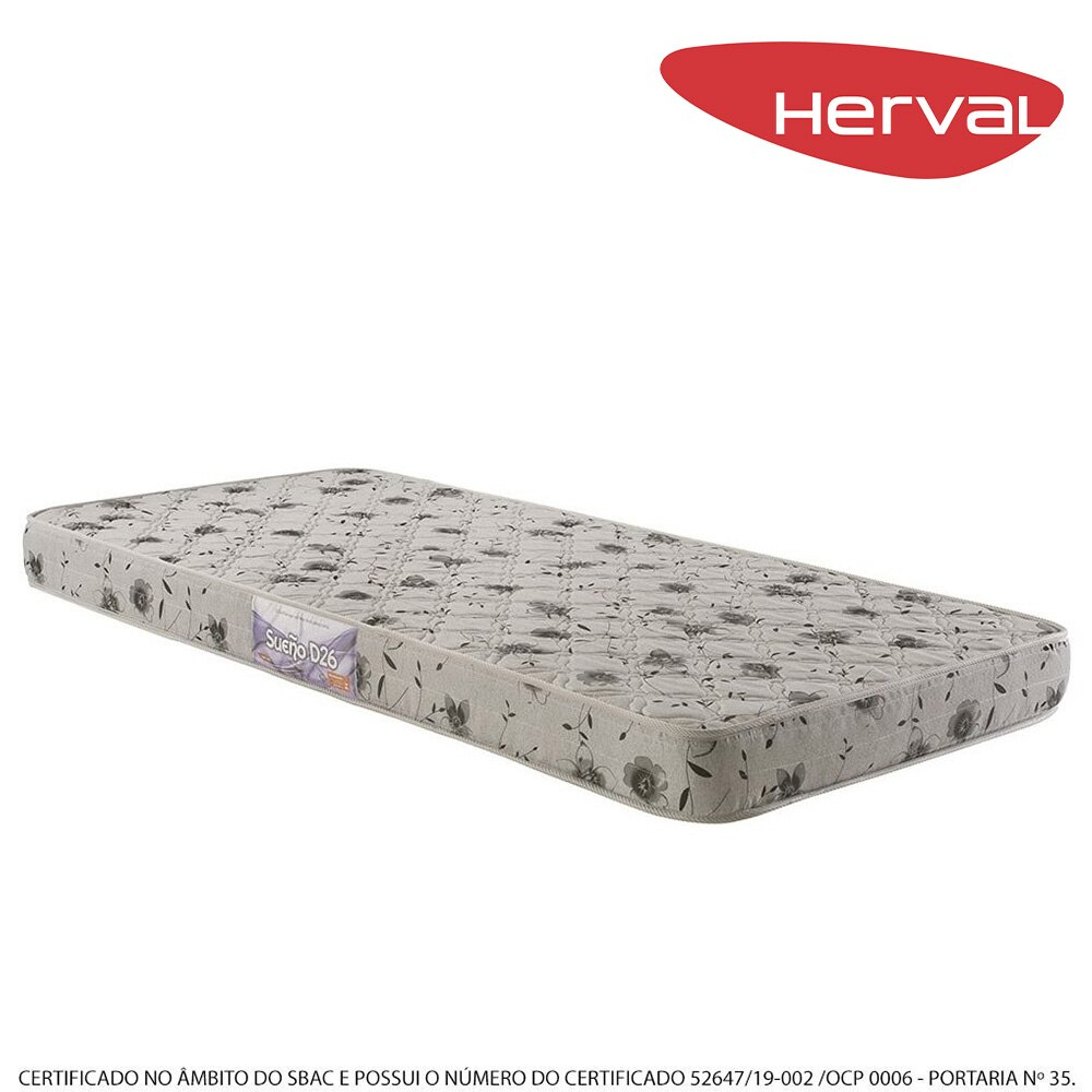 Colchão Solteiro Herval Espuma D26 Bordado Sueño, 14x88x188 cm