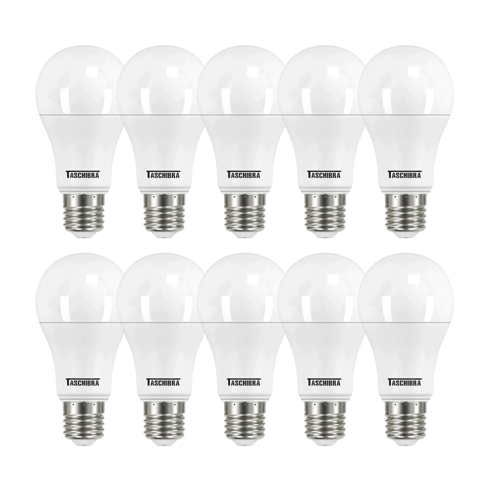 Kit 10 Lâmpadas LED Bulbo Taschibra 6500K, Branca 15W Bivolt