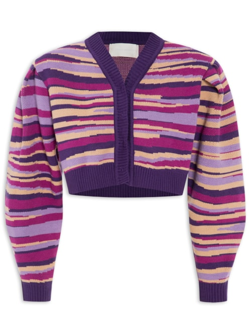 Cardigan Feminino Tricot Jacquard Horizonte - Roxo