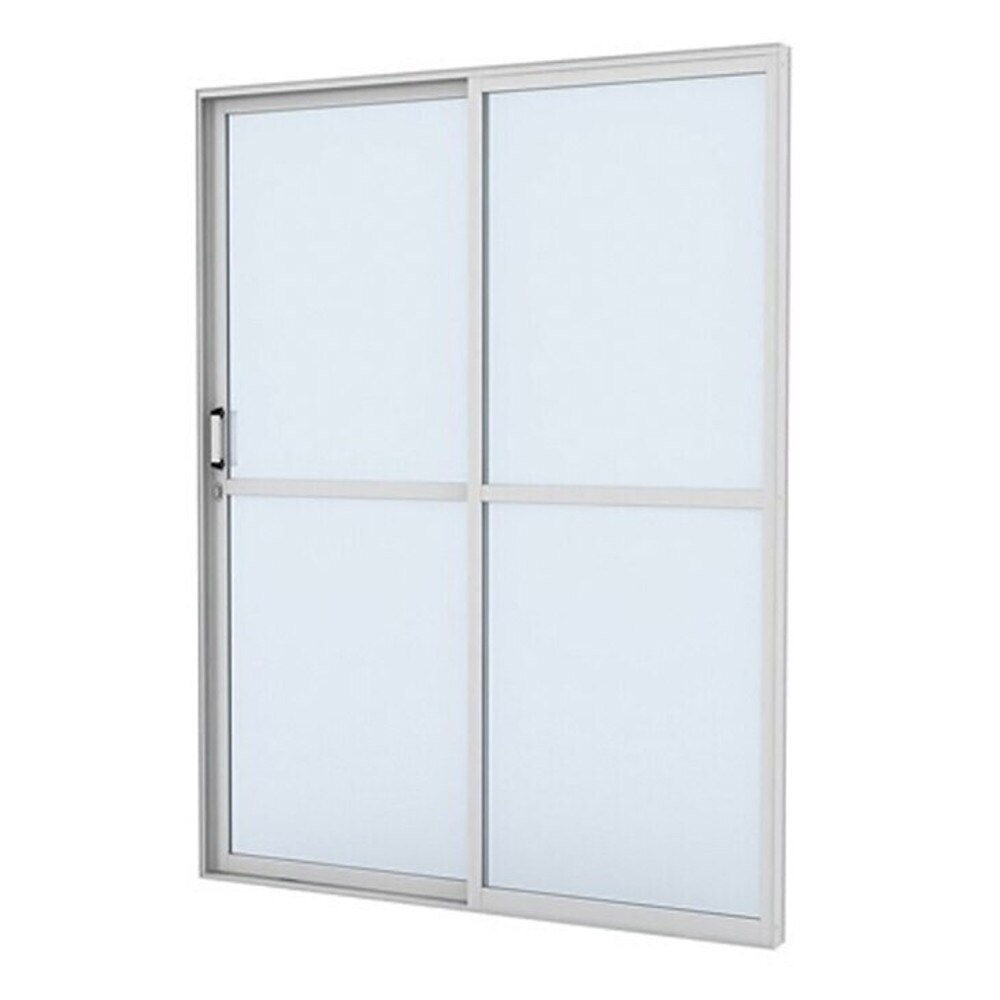 Porta de Correr Alumínio Vitrô Ramassol Cristal, Abertura à Direita, Branca, 210 x 160 cm