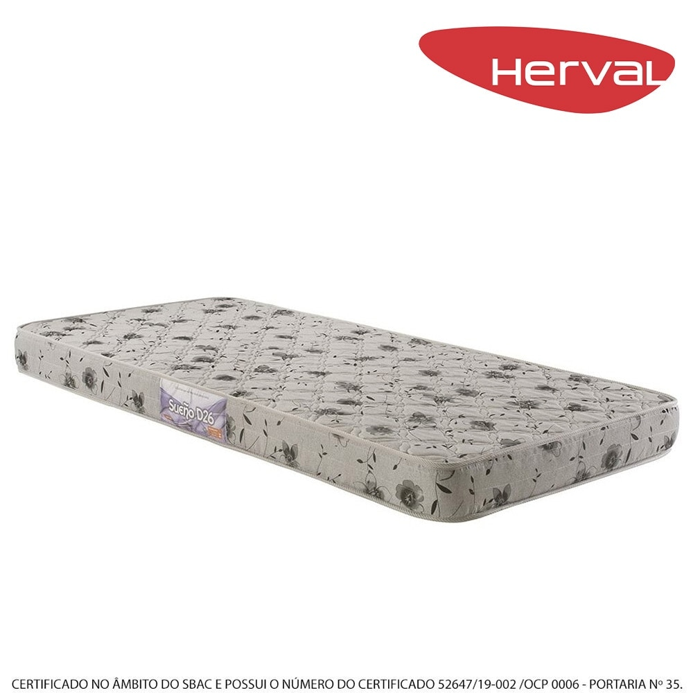 Colchão Solteiro Herval Espuma D26 Bordado Sueño, 17x88x188 cm