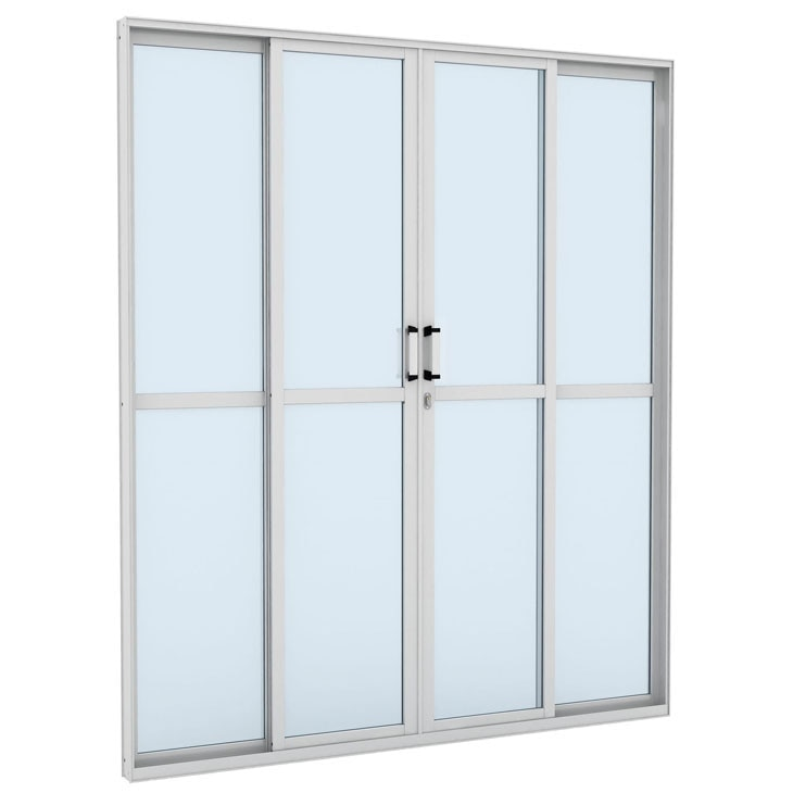 Porta de Correr Alumínio Vitrô Ramassol Cristal, Externa e Interna Branca, 210 x 200 cm Porta de Correr Alumínio Vitrô Ramassol Cristal, Externa e Interna Branca, 210 x 200 cm