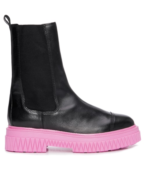 Bota Feminina Chelsea Cano Médio Bold Couro - Preto Bota Feminina Chelsea Cano Médio Bold Couro - Preto