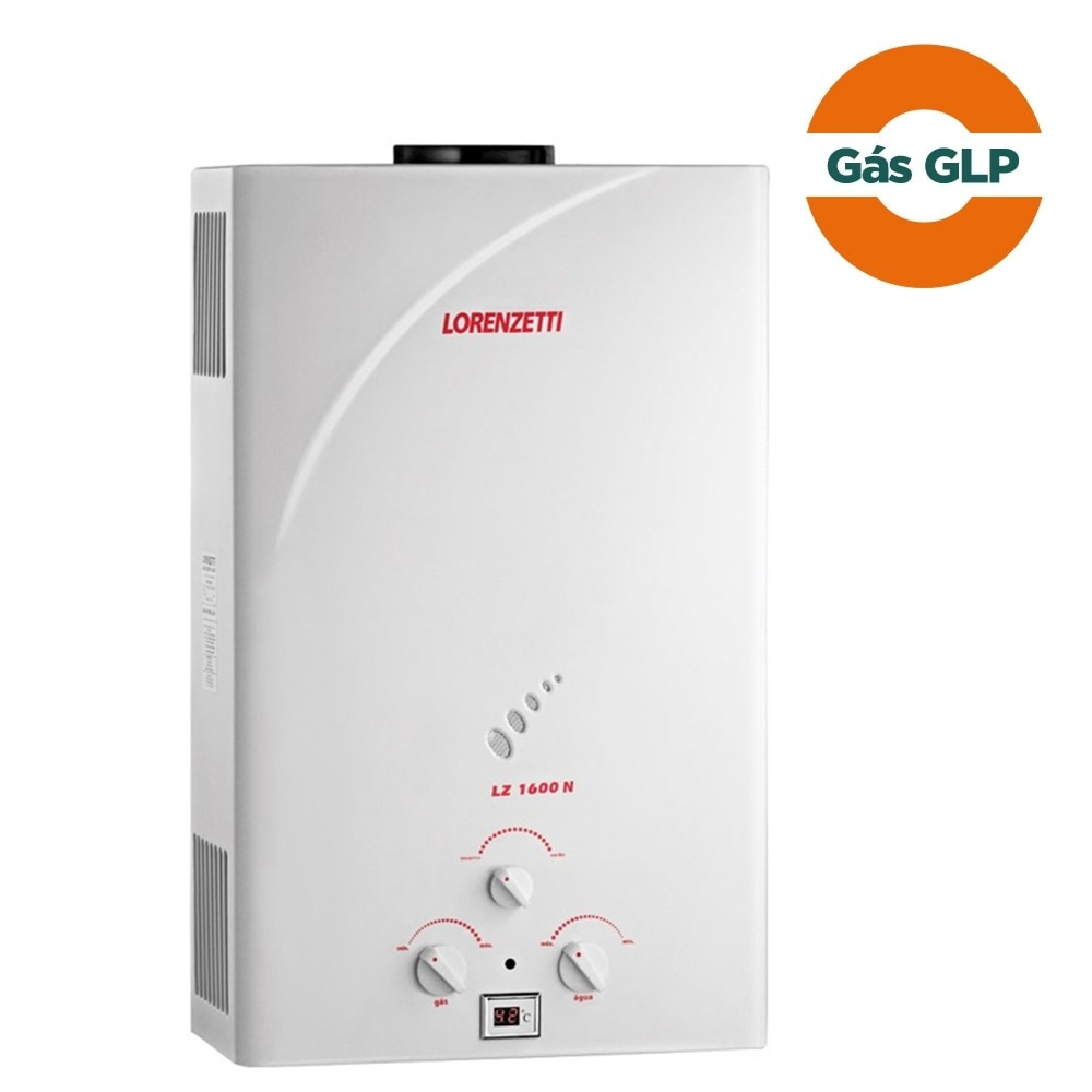 Aquecedor de Água Gás GLP Lorenzetti LZ 1600N, 15 Litros, Exaustão Natural Aquecedor de Água Gás GLP Lorenzetti LZ 1600N, 15 Litros, Exaustão Natural