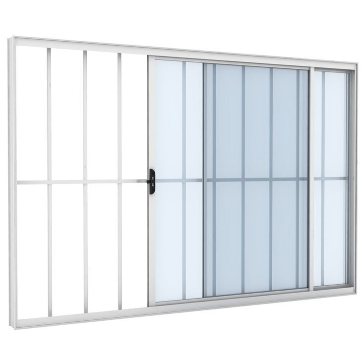Janela de Correr Vitrô de Alumínio Ramassol Slim Modular com Grade 41132, Branco, 120 x 100 cm Janela de Correr Vitrô de Alumínio Ramassol Slim Modular com Grade 41132, Branco, 120 x 100 cm