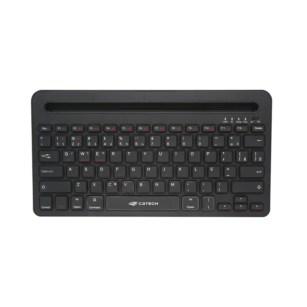 Teclado C3Tech Multi-Device RC/BT K-BT100BK S/Fio Teclas Baixas - Preto