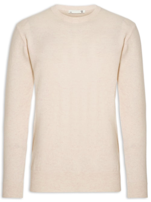 Suéter Masculino Puro Cashmere Gola Redonda - Bege Suéter Masculino Puro Cashmere Gola Redonda - Bege