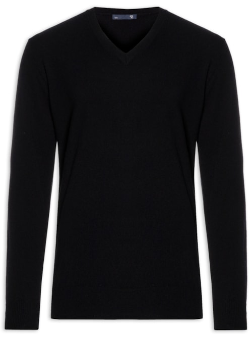 Suéter Masculino Gola V Puro Cashmere - Preto Suéter Masculino Gola V Puro Cashmere - Preto