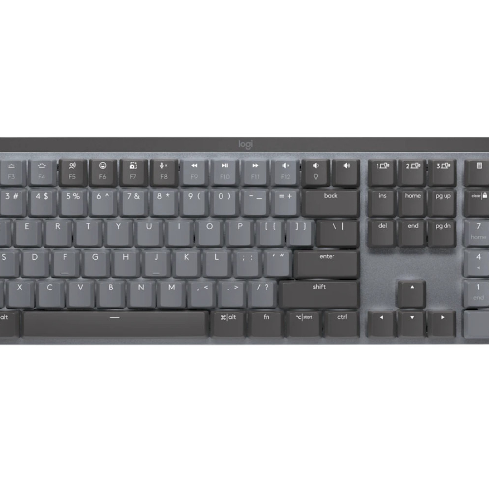 Teclado Mecânico Logitech MX Mechanical Switch Tactile Quiet RGB S/Fio EN-US Preto e Cinza