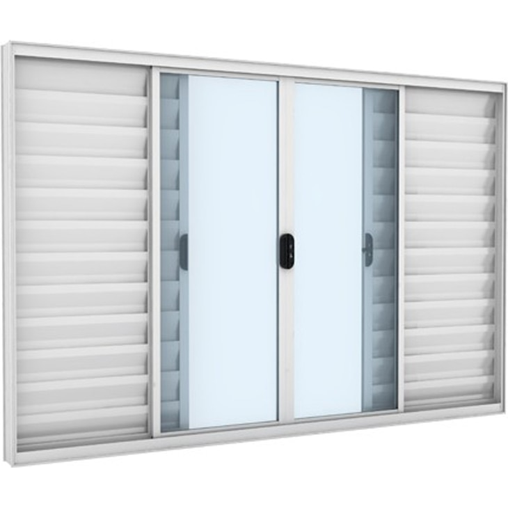 Janela de Alumínio Ramassol Slim Modular Veneziana 31135, Branco, 150 x 100 cm Janela de Alumínio Ramassol Slim Modular Veneziana 31135, Branco, 150 x 100 cm