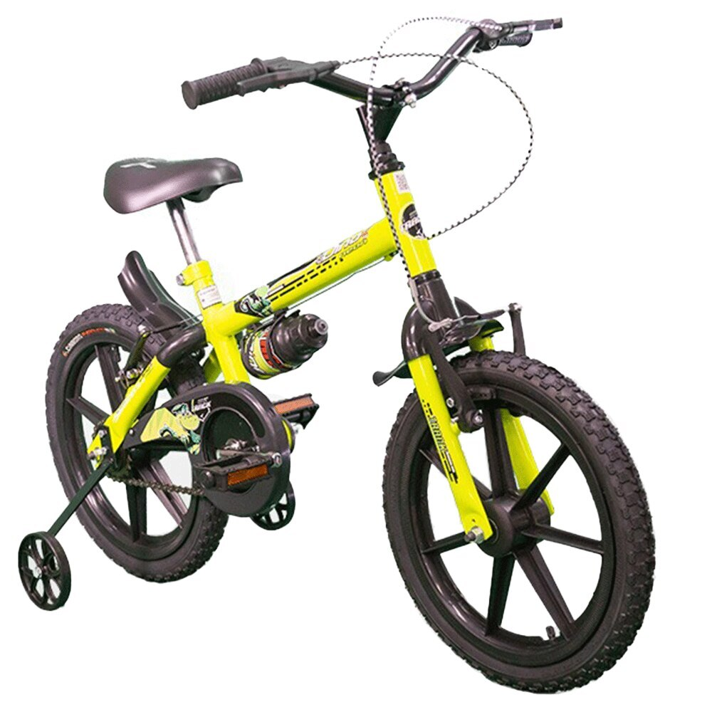 Bicicleta Infantil Aro 16 TK3 Track Dino, Amarelo Neon Bicicleta Infantil Aro 16 TK3 Track Dino, Amarelo Neon