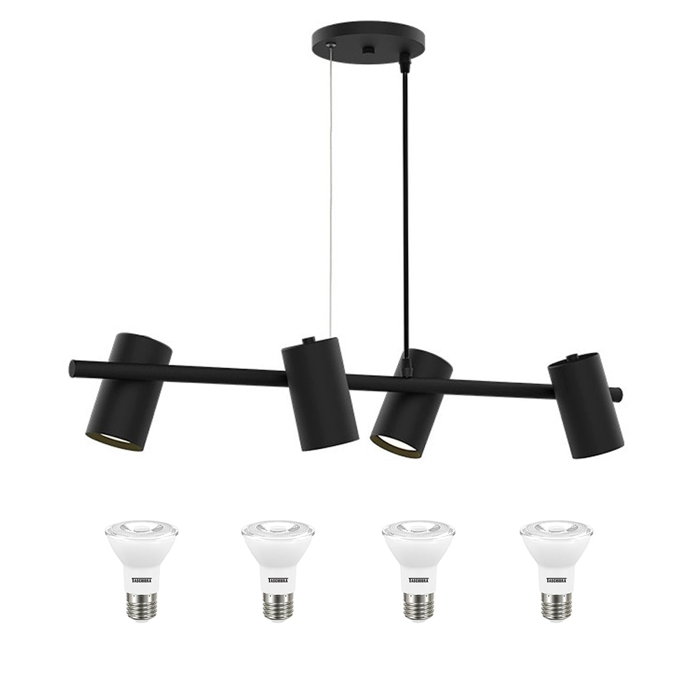 Luminária Pendente Taschibra Focus Preto e 4 Lâmpadas LED 6W, Branco Quente 2700K Luminária Pendente Taschibra Focus Preto e 4 Lâmpadas LED 6W, Branco Quente 2700K