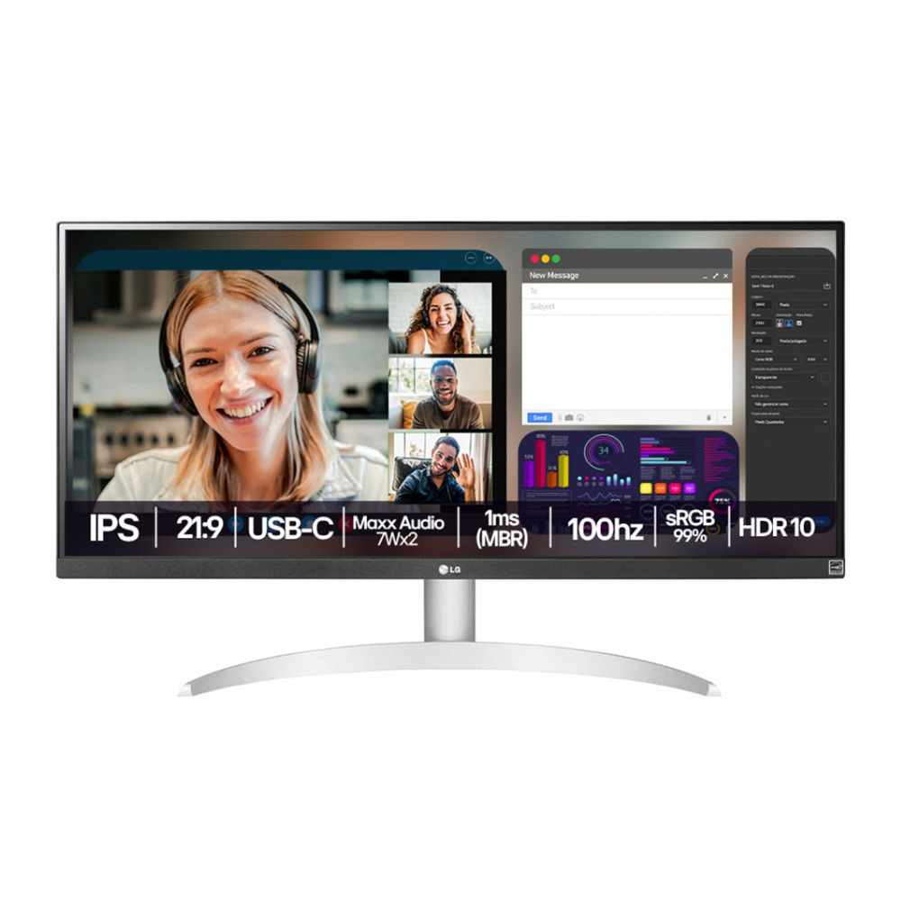 Monitor Ultrawide LG 29" FHD 100Hz IPS 1ms DP HDMI USB-C Maxx Audio - 29WQ600B