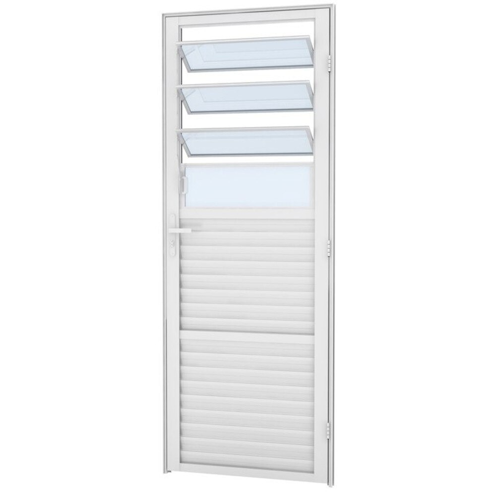 Kit Porta Externa Ramassol Cristal Alumínio, com Basculante, Abertura à Direita, 80 cm Kit Porta Externa Ramassol Cristal Alumínio, com Basculante, Abertura à Direita, 80 cm
