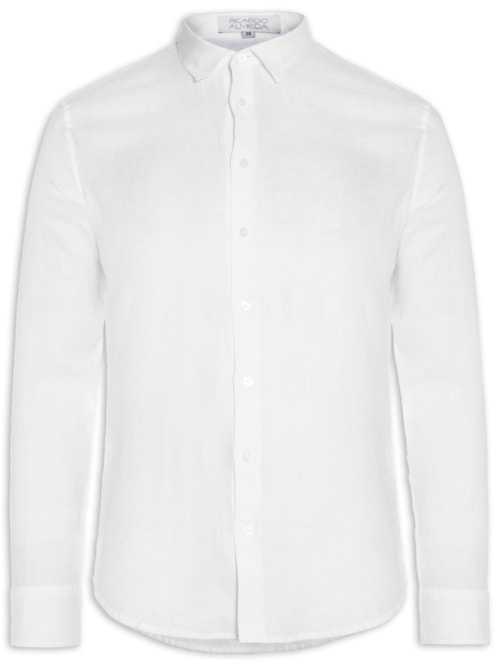 Camisa Masculina Manga Longa Linho Basic - Branco Camisa Masculina Manga Longa Linho Basic - Branco