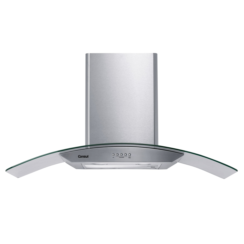Coifa De Parede Consul 90cm Inox 5 E 6 Bocas Com Design Em Vidro E Aviso Lavar Filtro - Cap90ar 110V Coifa De Parede Consul 90cm Inox 5 E 6 Bocas Com Design Em Vidro E Aviso Lavar Filtro - Cap90ar 110V