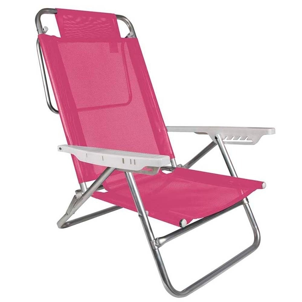 Cadeira Reclinável de Alumínio Mor Summer, Rosa Escuro Cadeira Reclinável de Alumínio Mor Summer, Rosa Escuro